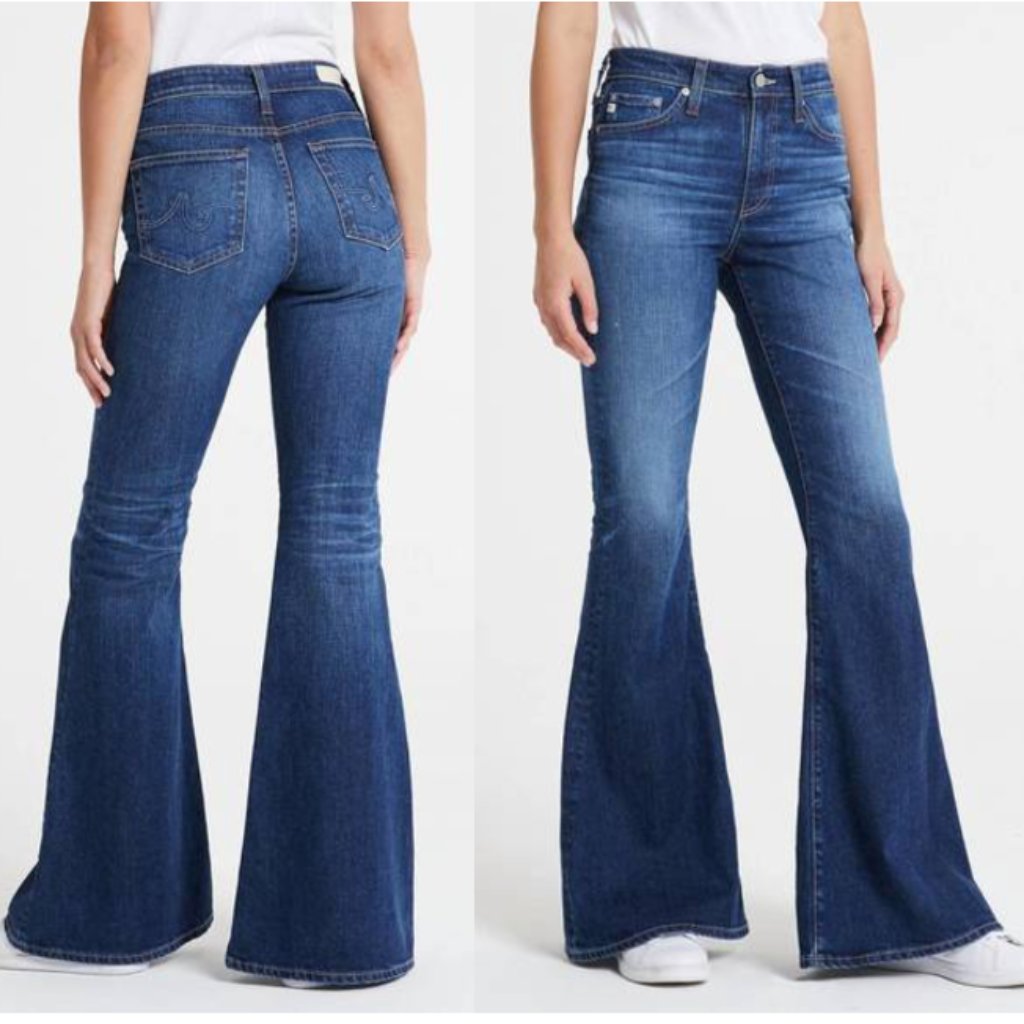 Adriano Goldschmied The Iva High Rise Belt Bottom Flare Denim Dark Wash Size 29
